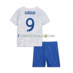 Maglia Francia Olivier Giroud 9 Divisa Away Mondiali 2022 Manica Corta ,Bambino