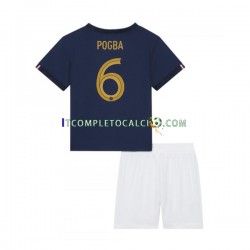 Maglia Francia Pogba 6 Divisa Home Mondiali 2022 Manica Corta ,Bambino