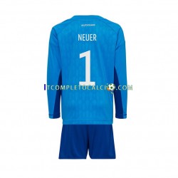 Maglia Germania Manuel Neuer 1 Portiere Divisa Home Mondiali 2022 Manica Lunga ,Bambino