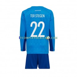 Maglia Germania ter Stegen 22 Portiere Divisa Home Mondiali 2022 Manica Lunga ,Bambino
