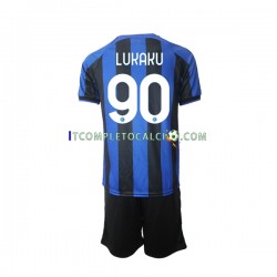 Maglia Inter Milan Romelu Lukaku 90 Divisa Home 2022-2023 Manica Corta ,Bambino