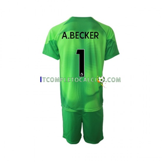Maglia Liverpool A.Becker 1 Portiere Terza Divisa 2022-2023 Manica Corta ,Bambino