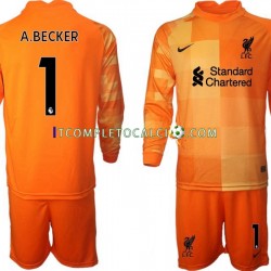 Maglia Liverpool A.BECKER 1 Portiere Quarto Divisa 2021-2022 Manica Lunga ,Bambino