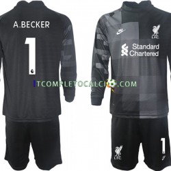 Maglia Liverpool A.BECKER 1 Portiere Terza Divisa 2021-2022 Manica Lunga ,Bambino