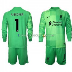 Maglia Liverpool Alisson Becker 1 Portiere Divisa Home 2021-2022 Manica Lunga ,Bambino