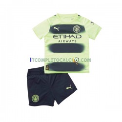Maglia Manchester City Terza Divisa 2022-2023 Manica Corta ,Bambino