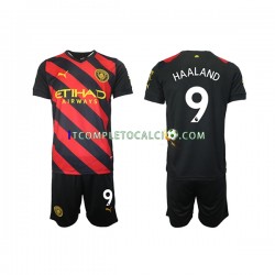 Maglia Manchester City Haaland 9 Divisa Away 2022-2023 Manica Corta ,Bambino
