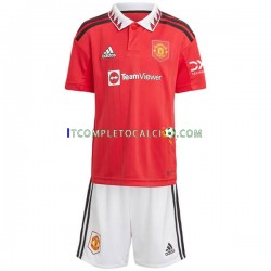 Maglia Manchester United Divisa Home 2022-2023 Manica Corta ,Bambino
