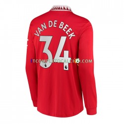 Maglia Manchester United Donny van de Beek 34 Divisa Home 2022-2023 Manica Lunga ,Uomo