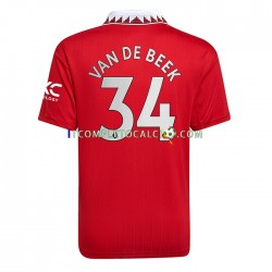 Maglia Manchester United Donny van de Beek 34 Divisa Home 2022-2023 Manica Corta ,Uomo