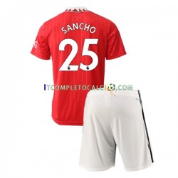Maglia Manchester United Jadon Sancho 25 Divisa Home 2022-2023 Manica Corta ,Bambino