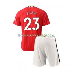 Maglia Manchester United Luke Shaw 23 Divisa Home 2022-2023 Manica Corta ,Bambino
