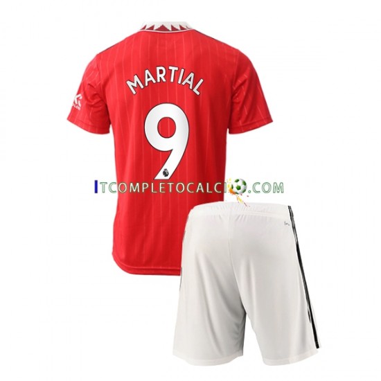 Maglia Manchester United Martial 9 Divisa Home 2022-2023 Manica Corta ,Bambino