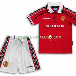 Maglia Manchester United Retro Divisa Home 1998-1999 Manica Corta ,Bambino