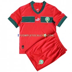 Maglia Marocco Divisa Home Mondiali 2022 Manica Corta ,Bambino