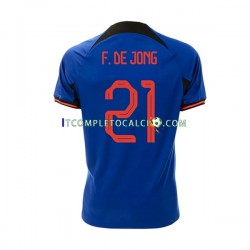 Maglia Paesi Bassi Frenkie de Jong 21 Divisa Away Mondiali 2022 Manica Corta ,Uomo