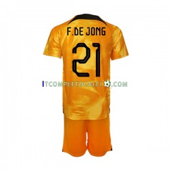 Maglia Paesi Bassi Frenkie de Jong 21 Divisa Home Mondiali 2022 Manica Corta ,Bambino