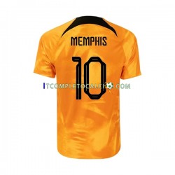 Maglia Paesi Bassi Memphis 10 Divisa Home Mondiali 2022 Manica Corta ,Uomo