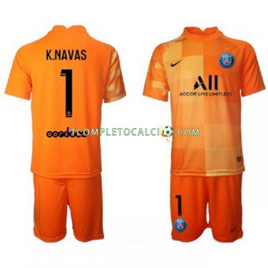 Maglia Paris Saint-Germain Keylor Navas 1 Portiere Divisa Home 2021-2022 Manica Corta ,Bambino