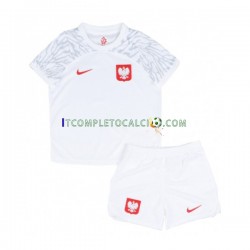 Maglia Polonia Divisa Home Mondiali 2022 Manica Corta ,Bambino