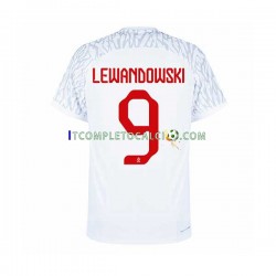 Maglia Polonia Lewandowski 9 Divisa Home Mondiali 2022 Manica Corta ,Uomo