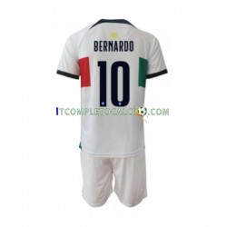Maglia Portogallo Bernardo 10 Divisa Away Mondiali 2022 Manica Corta ,Bambino