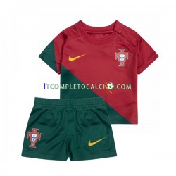 Maglia Portogallo Divisa Home Mondiali 2022 Manica Corta ,Bambino
