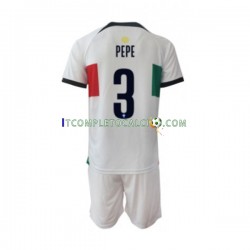 Maglia Portogallo PEPE 3 Divisa Away Mondiali 2022 Manica Corta ,Bambino