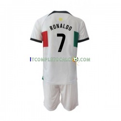 Maglia Portogallo Ronaldo 7 Divisa Away Mondiali 2022 Manica Corta ,Bambino