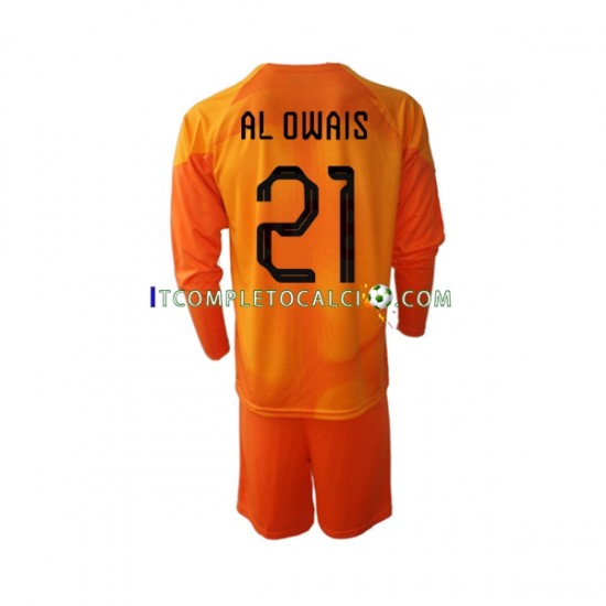 Maglia Arabia Saudita Mohammed Al-Owais 21 Portiere Divisa Away Mondiali 2022 Manica Lunga ,Bambino