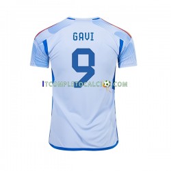 Maglia Spagna Gavi 9 Divisa Away Mondiali 2022 Manica Corta ,Uomo