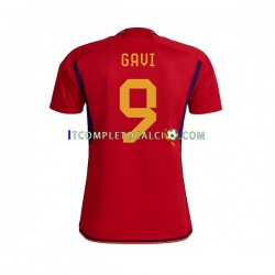 Maglia Spagna Gavi 9 Divisa Home Mondiali 2022 Manica Corta ,Uomo