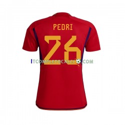 Maglia Spagna PEDRI 26 Divisa Home Mondiali 2022 Manica Corta ,Uomo