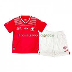 Maglia Svizzera Divisa Home Mondiali 2022 Manica Corta ,Bambino